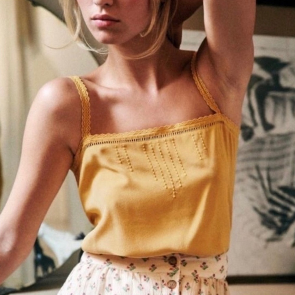 Sézane Marie Silk Top in Miel Color
